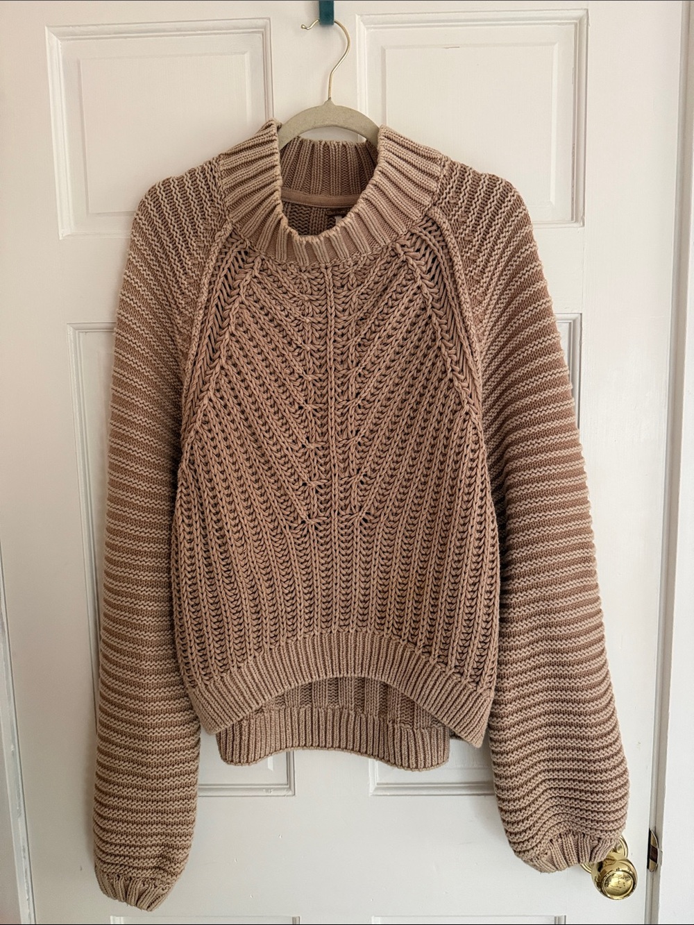 Free People Chunky Cable-Knit Turtleneck Sweater size L